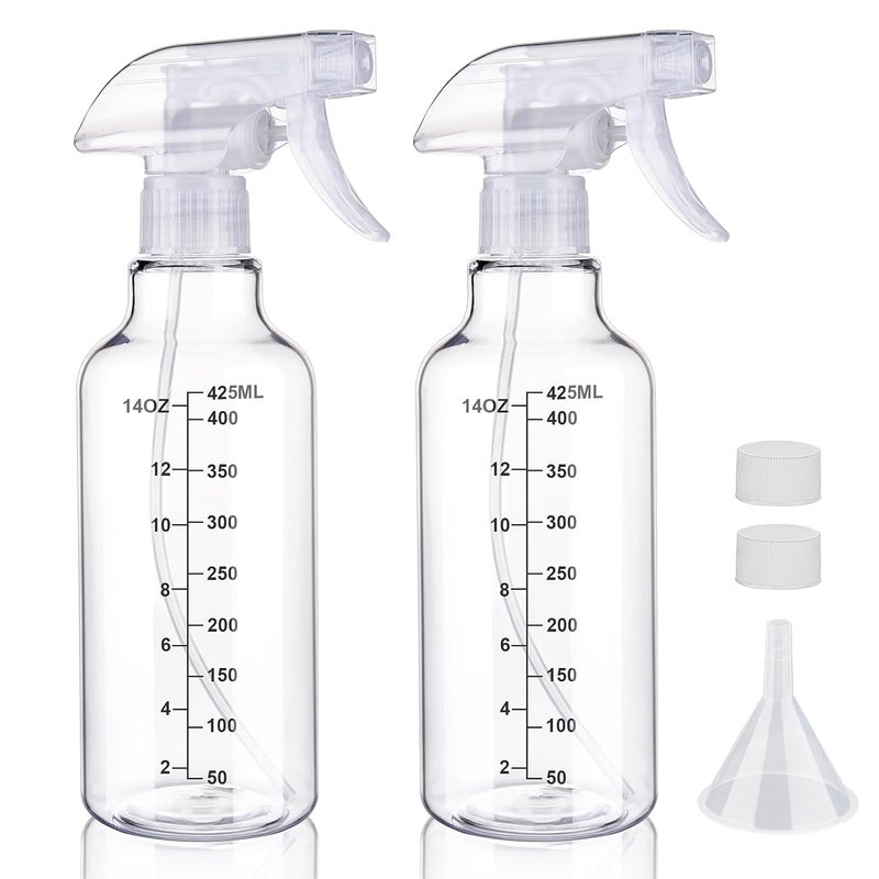 Hethyo Plastic Spray Bottle 16.9oz Empty Spray Bottles Refillable Container Trigger Sprayer for Cleaning Solutions, Water, Plants, Pet, Essential Oils, Hair, 2 Pack (Clear-scale) - Image 1
